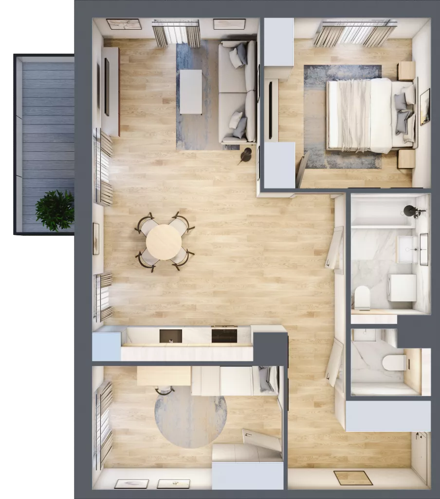 3 pokoje, mieszkanie 68,04 m², piętro 1, oferta nr 1A.23, Skwer Harmonia 2, Kraków, Podgórze, Rybitwy, ul. Półłanki