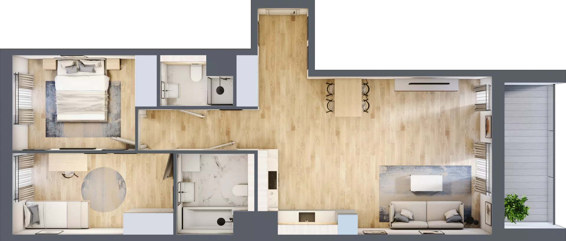 3 pokoje, mieszkanie 72,84 m², piętro 1, oferta nr 1A.18, Skwer Harmonia 2, Kraków, Podgórze, Rybitwy, ul. Półłanki