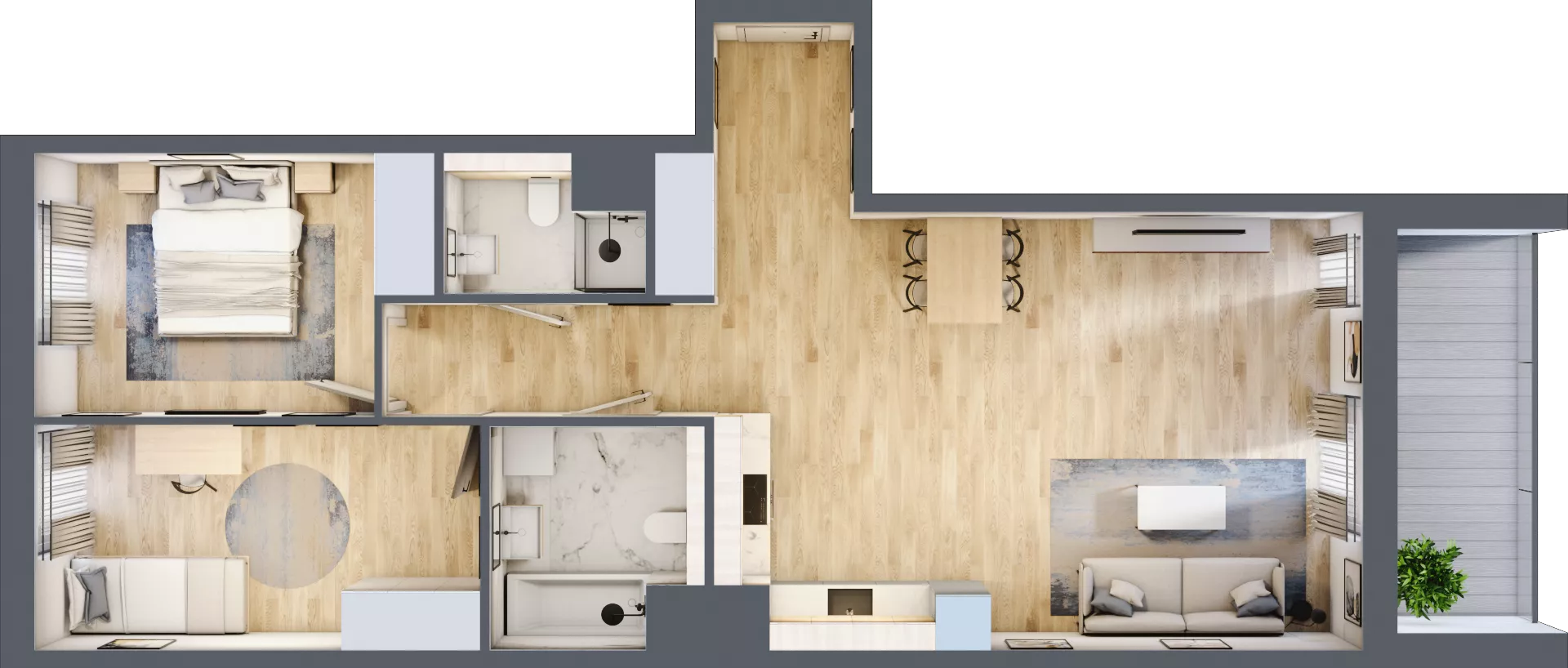 3 pokoje, mieszkanie 72,84 m², piętro 3, oferta nr 1A.38, Skwer Harmonia 2, Kraków, Podgórze, Rybitwy, ul. Półłanki
