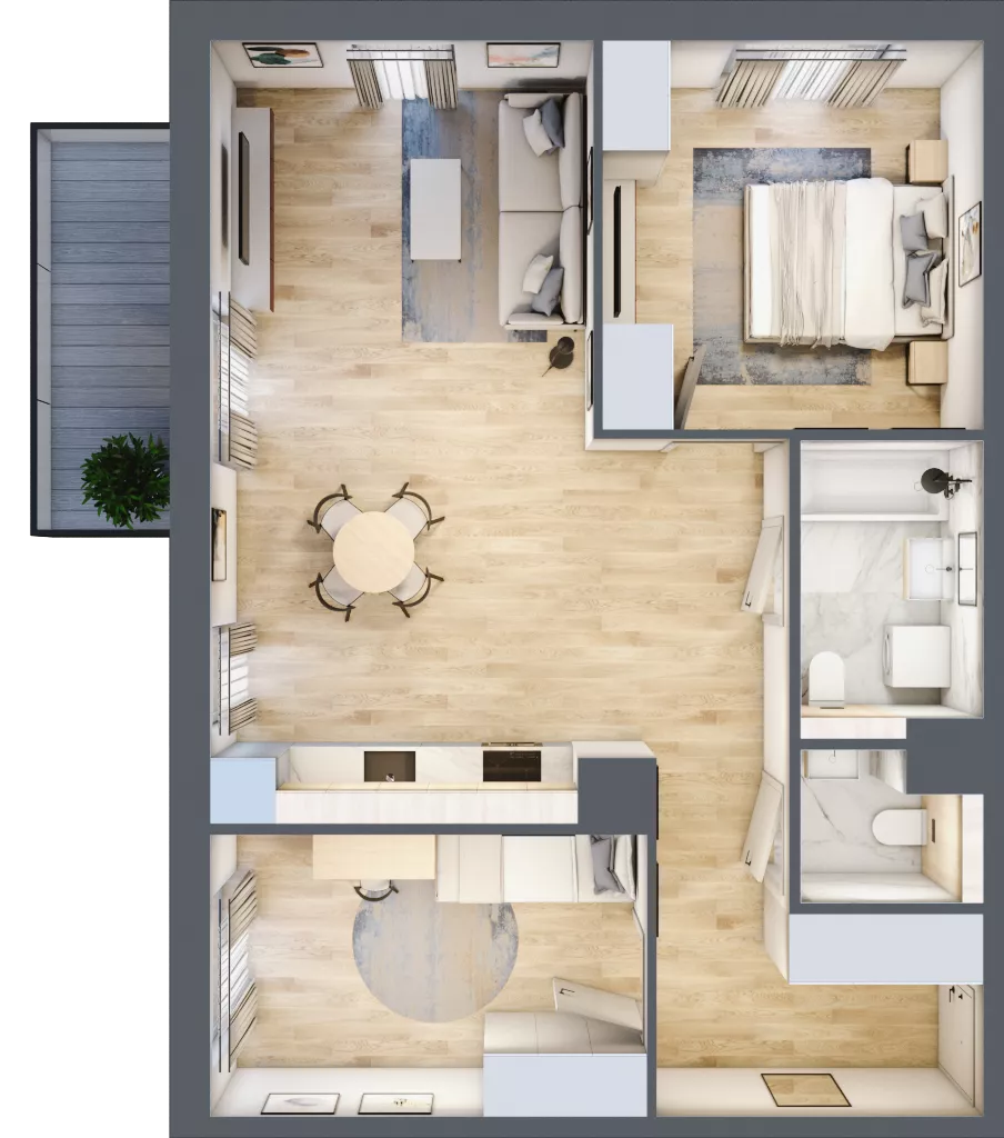 3 pokoje, mieszkanie 68,04 m², piętro 1, oferta nr 1A.13, Skwer Harmonia 2, Kraków, Podgórze, Rybitwy, ul. Półłanki