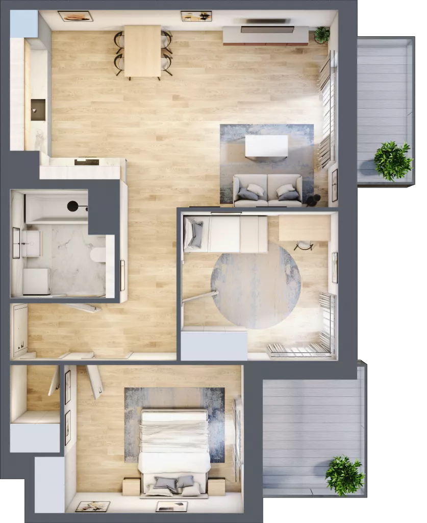 3 pokoje, mieszkanie 67,70 m², piętro 3, oferta nr 2B.22, Skwer Harmonia 2, Kraków, Podgórze, Rybitwy, ul. Półłanki