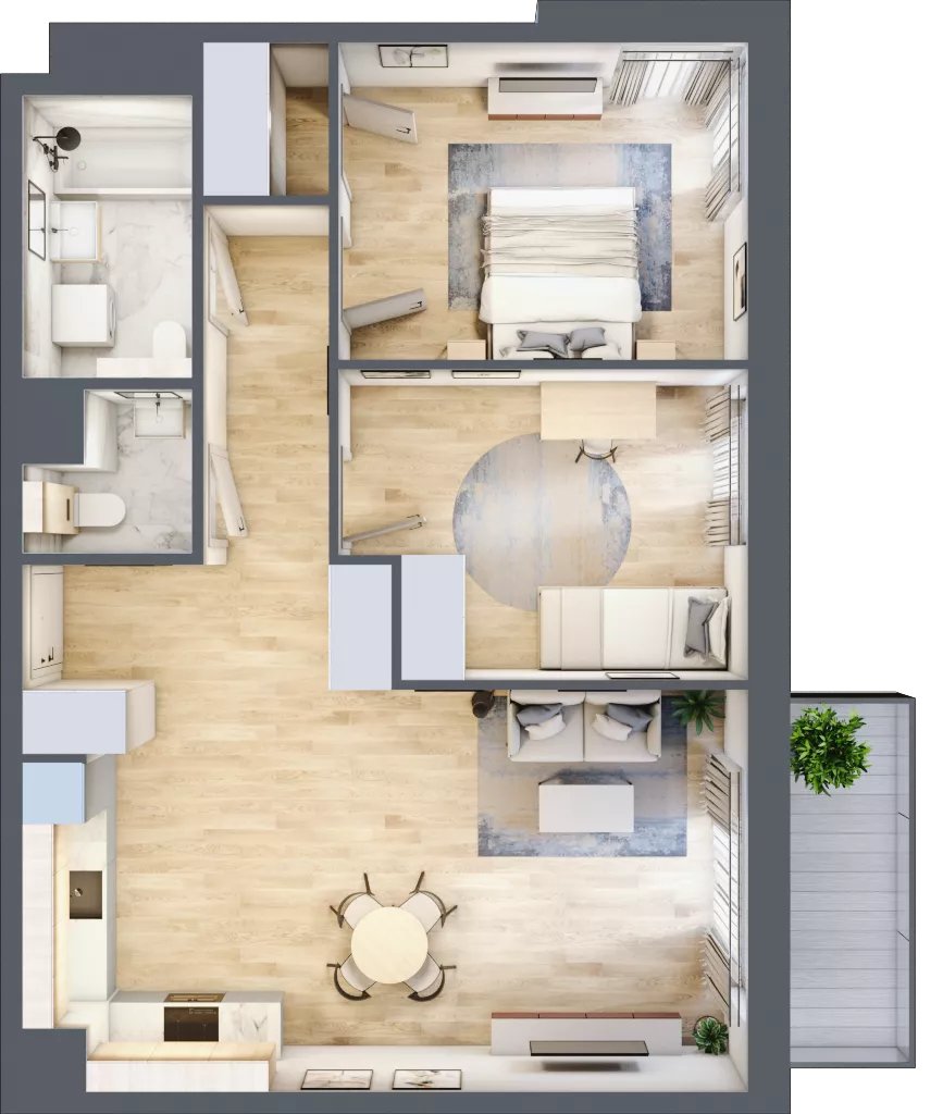 3 pokoje, mieszkanie 69,82 m², piętro 2, oferta nr 2A.30, Skwer Harmonia 2, Kraków, Podgórze, Rybitwy, ul. Półłanki