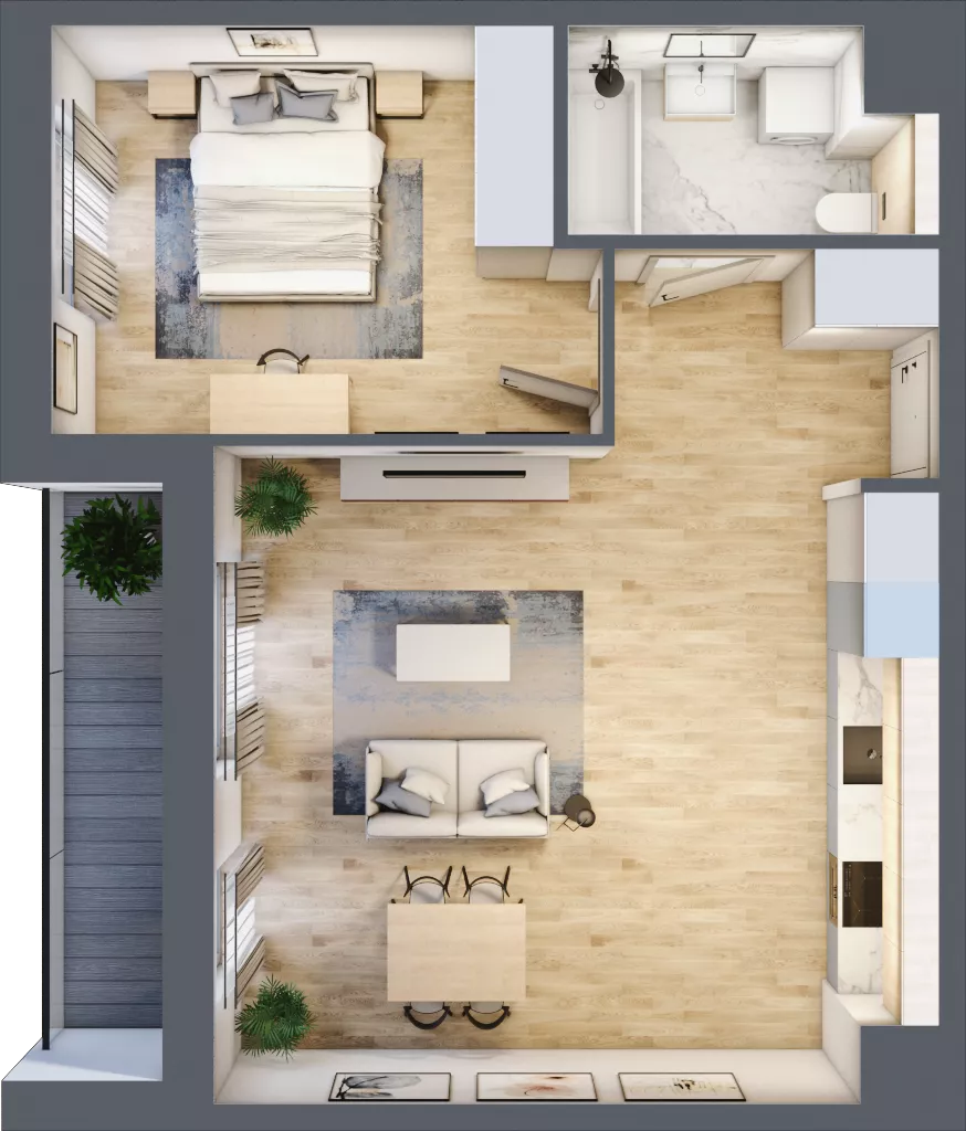 2 pokoje, mieszkanie 53,36 m², piętro 2, oferta nr 2A.27, Skwer Harmonia 2, Kraków, Podgórze, Rybitwy, ul. Półłanki