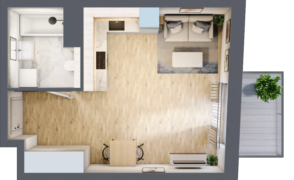 1 pokój, mieszkanie 31,35 m², piętro 3, oferta nr 2A.32, Skwer Harmonia 2, Kraków, Podgórze, Rybitwy, ul. Półłanki