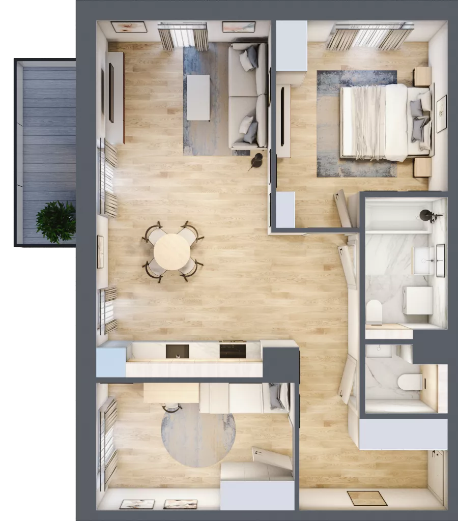 3 pokoje, mieszkanie 67,97 m², piętro 3, oferta nr 2A.34, Skwer Harmonia 2, Kraków, Podgórze, Rybitwy, ul. Półłanki