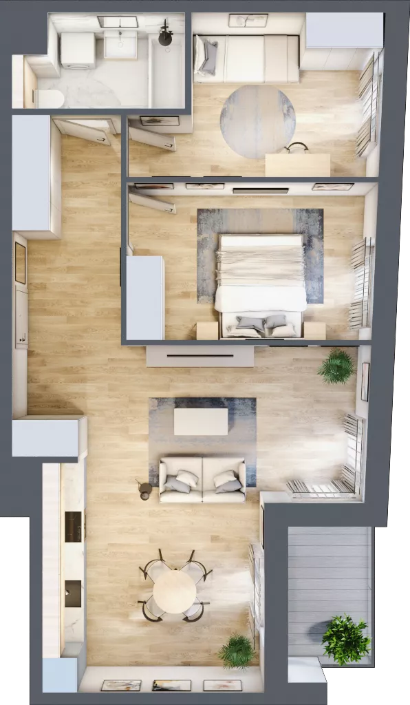 3 pokoje, mieszkanie 64,35 m², piętro 2, oferta nr 2A.21, Skwer Harmonia 2, Kraków, Podgórze, Rybitwy, ul. Półłanki
