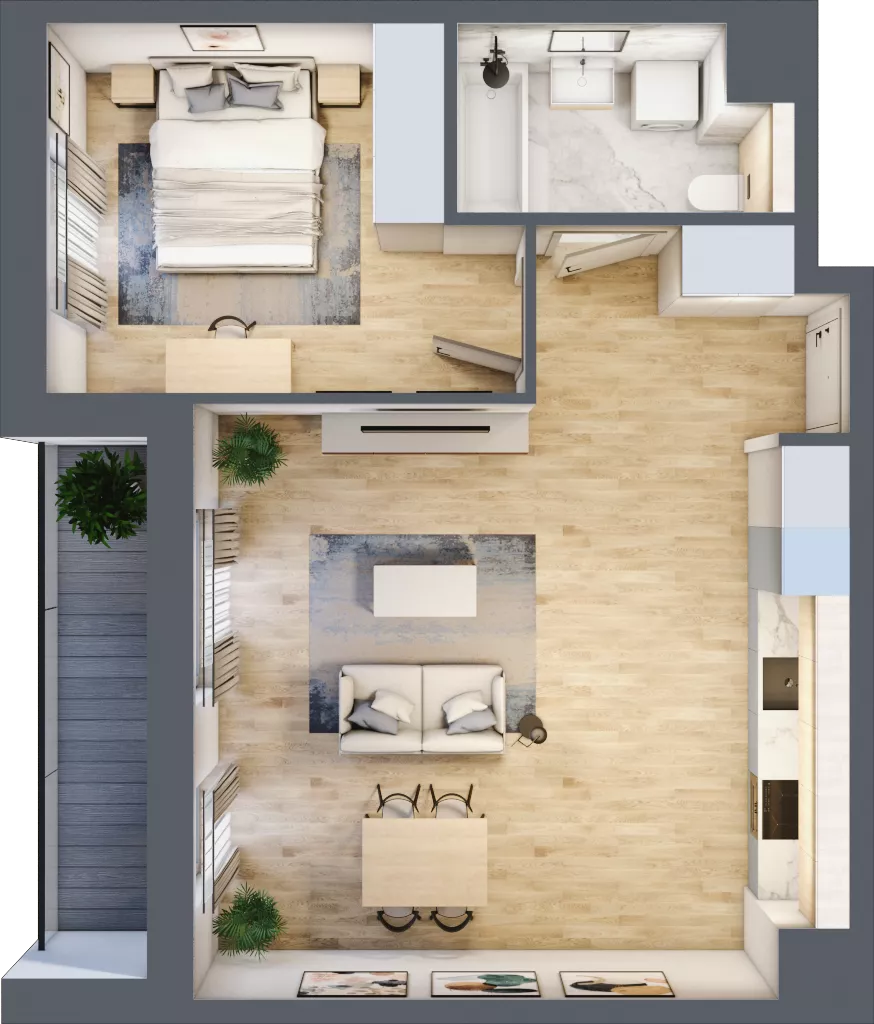 2 pokoje, mieszkanie 52,17 m², piętro 2, oferta nr 2A.25, Skwer Harmonia 2, Kraków, Podgórze, Rybitwy, ul. Półłanki