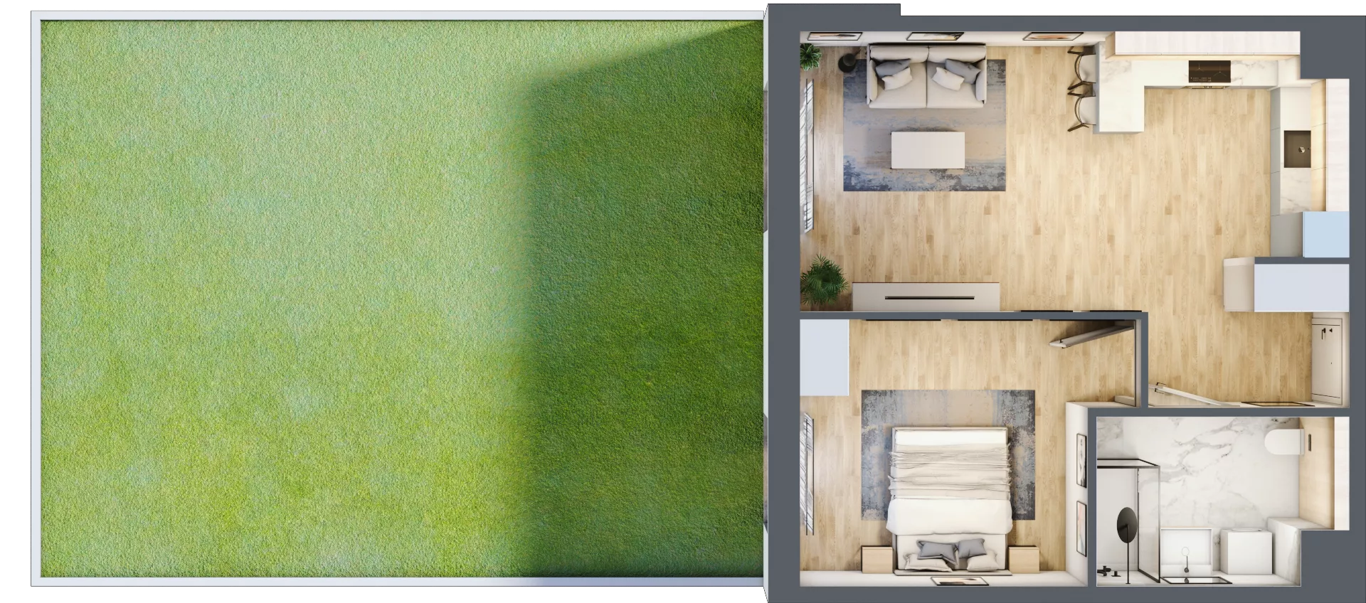 2 pokoje, mieszkanie 49,81 m², parter, oferta nr 2A.06, Skwer Harmonia 2, Kraków, Podgórze, Rybitwy, ul. Półłanki