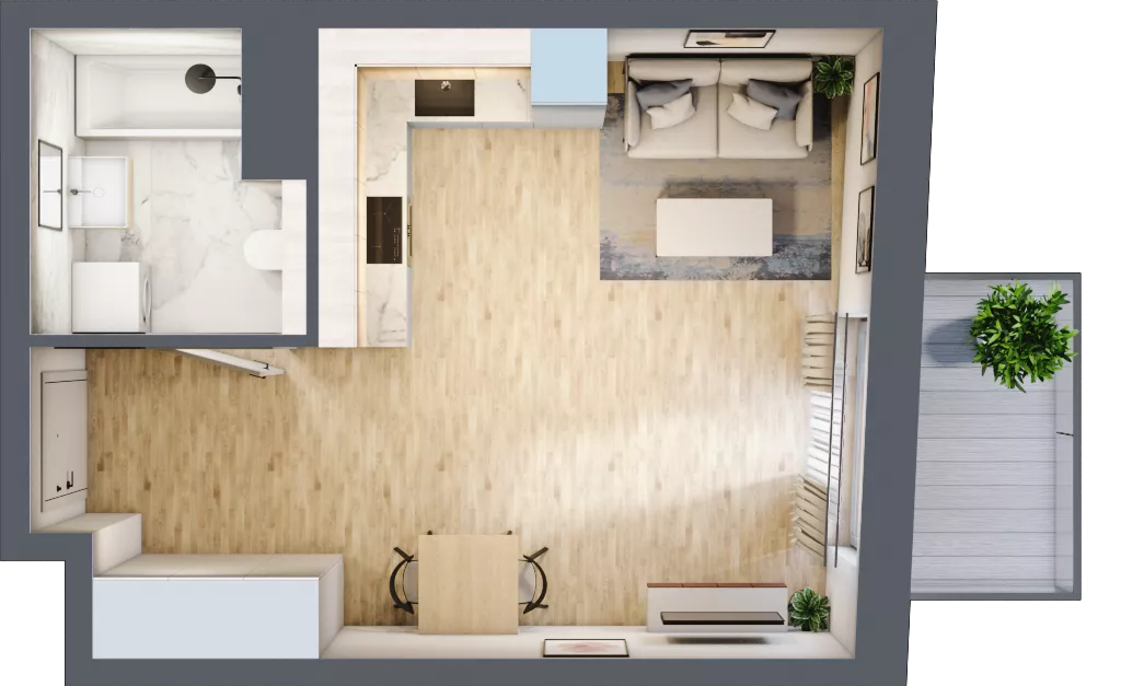 1 pokój, mieszkanie 31,35 m², piętro 1, oferta nr 2A.12, Skwer Harmonia 2, Kraków, Podgórze, Rybitwy, ul. Półłanki