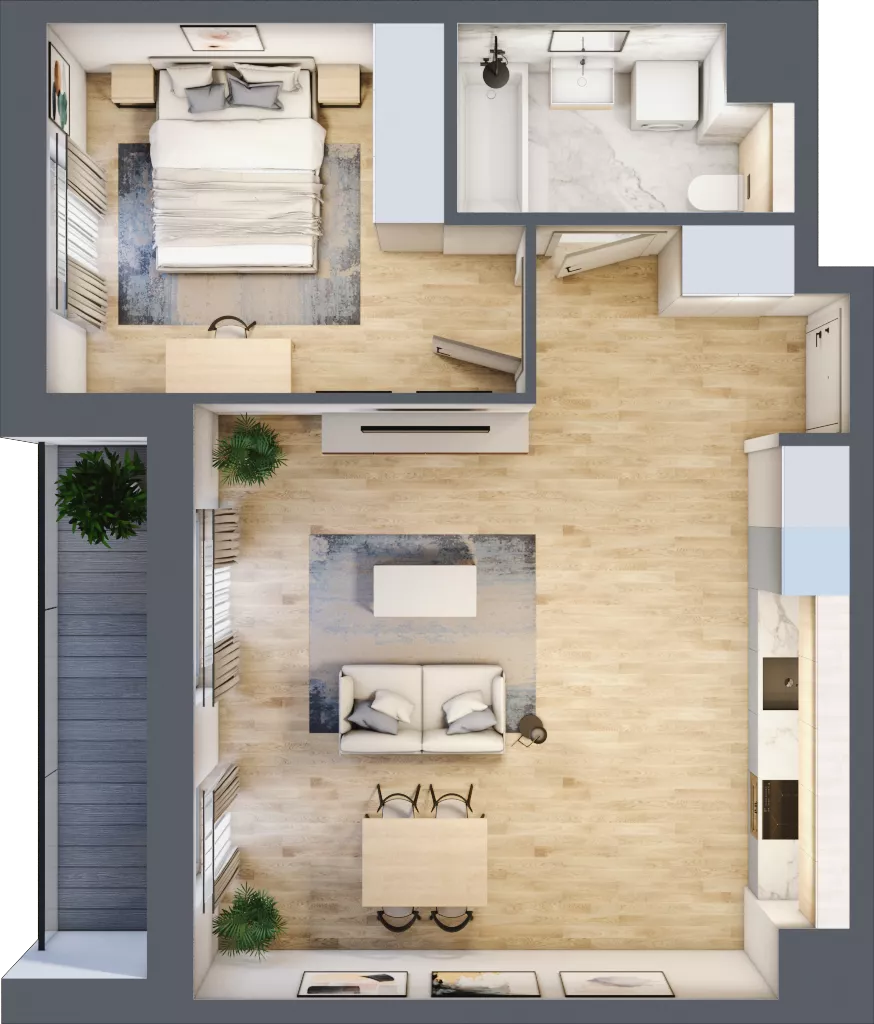 2 pokoje, mieszkanie 52,17 m², piętro 3, oferta nr 2A.35, Skwer Harmonia 2, Kraków, Podgórze, Rybitwy, ul. Półłanki