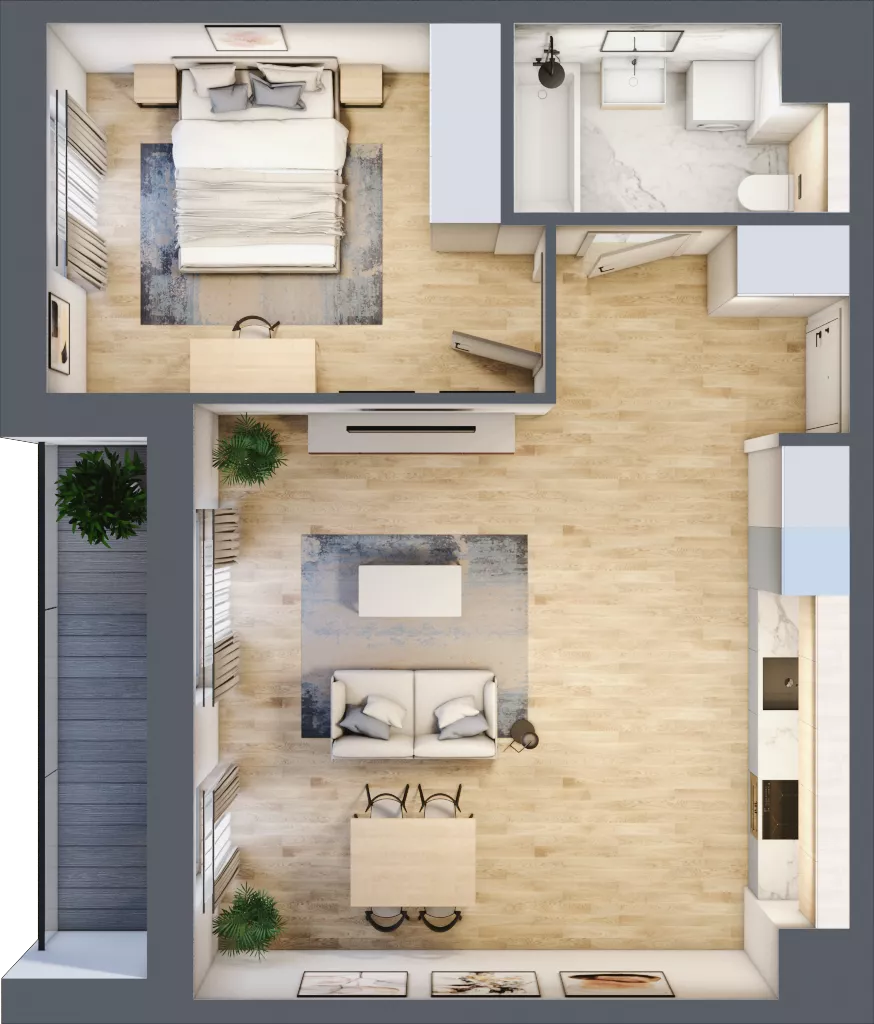 2 pokoje, mieszkanie 53,36 m², piętro 3, oferta nr 2A.37, Skwer Harmonia 2, Kraków, Podgórze, Rybitwy, ul. Półłanki