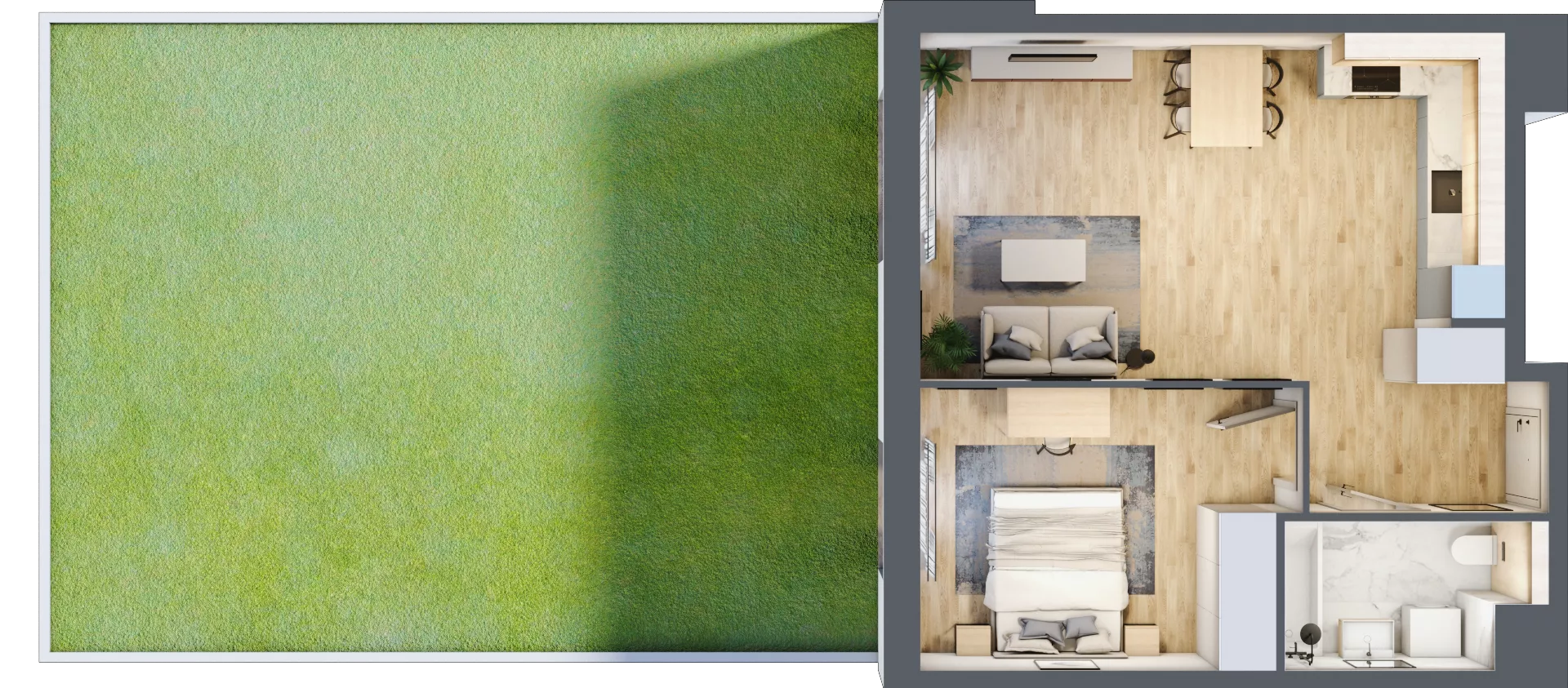 2 pokoje, mieszkanie 48,34 m², parter, oferta nr 2A.08, Skwer Harmonia 2, Kraków, Podgórze, Rybitwy, ul. Półłanki