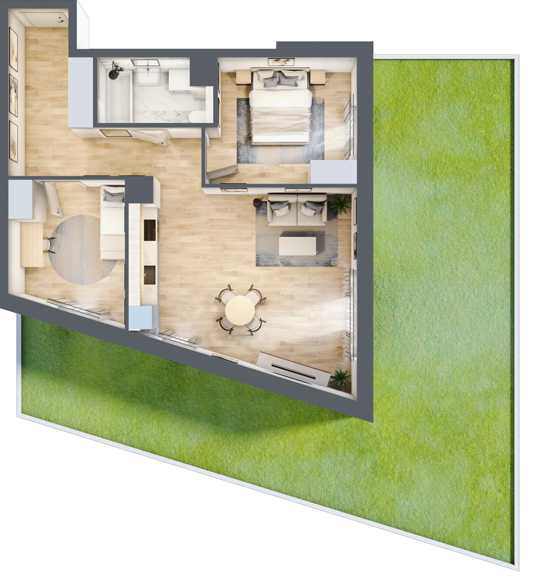 3 pokoje, mieszkanie 64,74 m², parter, oferta nr 2B.06, Skwer Harmonia 2, Kraków, Podgórze, Rybitwy, ul. Półłanki