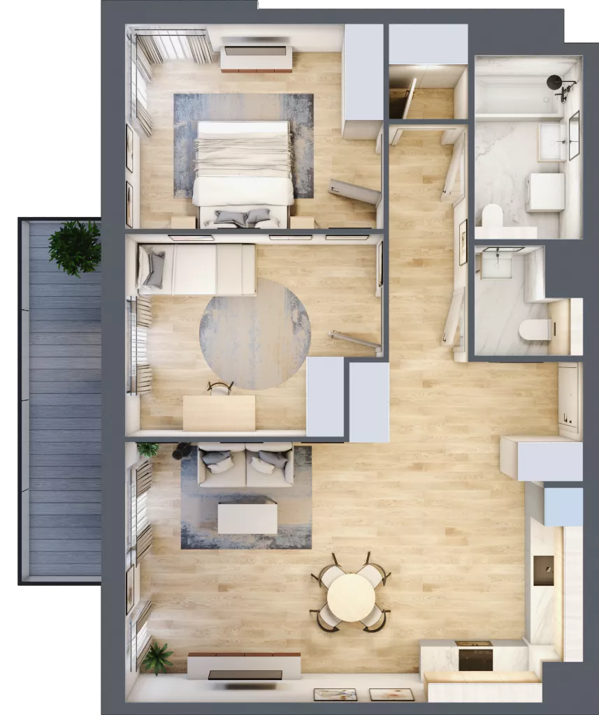 3 pokoje, mieszkanie 71,66 m², piętro 1, oferta nr 3A.20, Skwer Harmonia 2, Kraków, Podgórze, Rybitwy, ul. Półłanki
