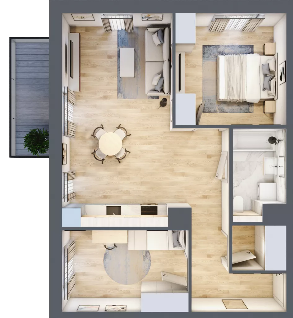 3 pokoje, mieszkanie 65,14 m², piętro 2, oferta nr 3A.23, Skwer Harmonia 2, Kraków, Podgórze, Rybitwy, ul. Półłanki