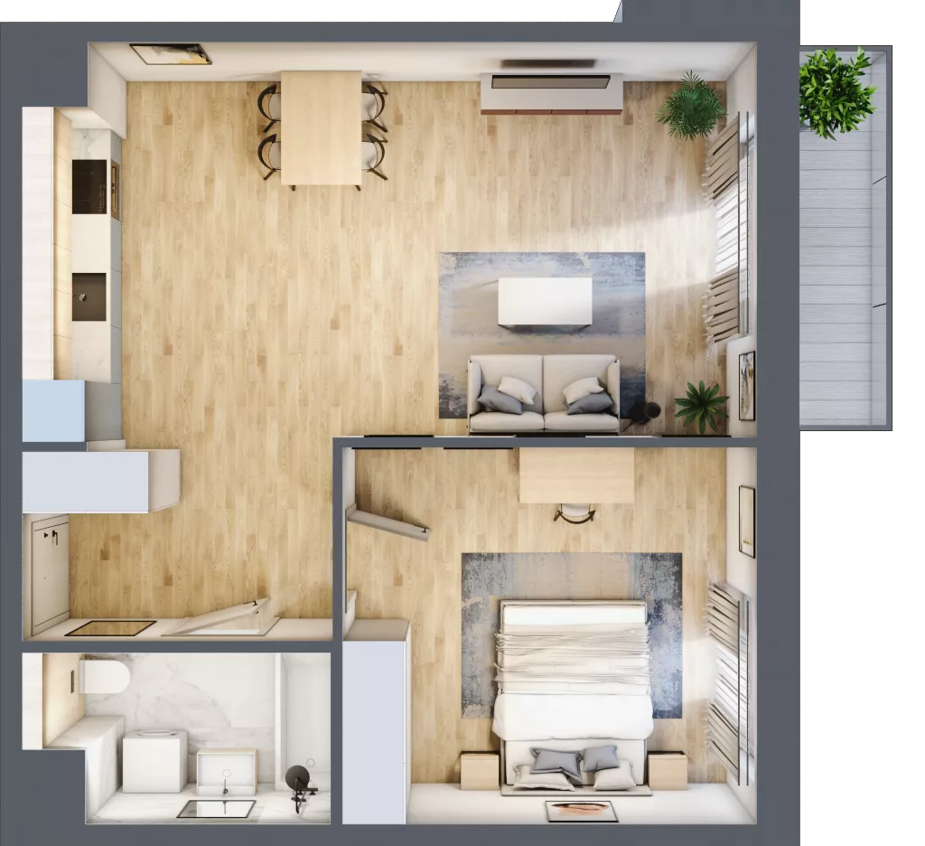 2 pokoje, mieszkanie 52,44 m², piętro 1, oferta nr 3A.16, Skwer Harmonia 2, Kraków, Podgórze, Rybitwy, ul. Półłanki
