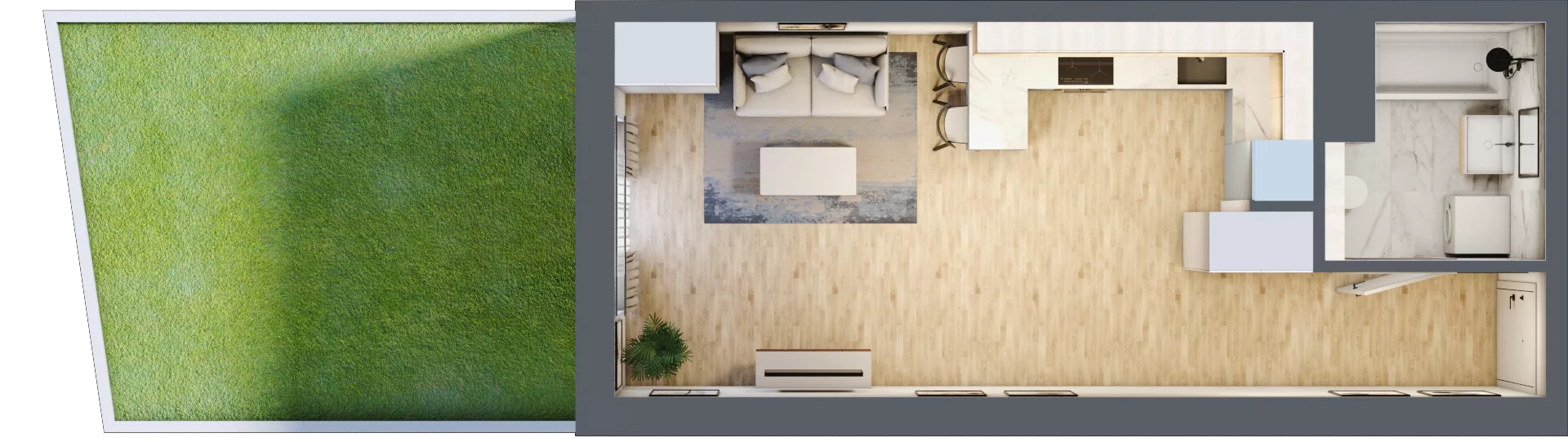 1 pokój, mieszkanie 32,85 m², parter, oferta nr 3B.01, Skwer Harmonia 2, Kraków, Podgórze, Rybitwy, ul. Półłanki