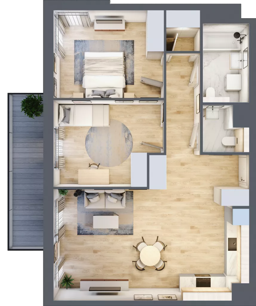 3 pokoje, mieszkanie 71,66 m², piętro 2, oferta nr 3A.30, Skwer Harmonia 2, Kraków, Podgórze, Rybitwy, ul. Półłanki