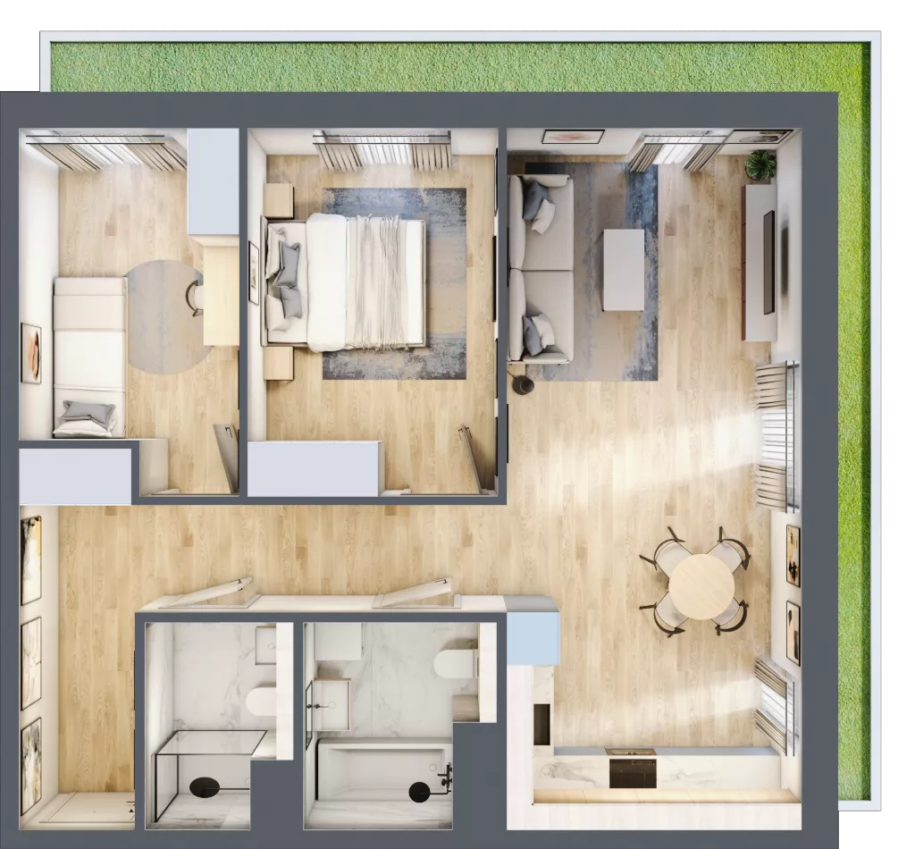3 pokoje, mieszkanie 67,26 m², parter, oferta nr 3A.04, Skwer Harmonia 2, Kraków, Podgórze, Rybitwy, ul. Półłanki