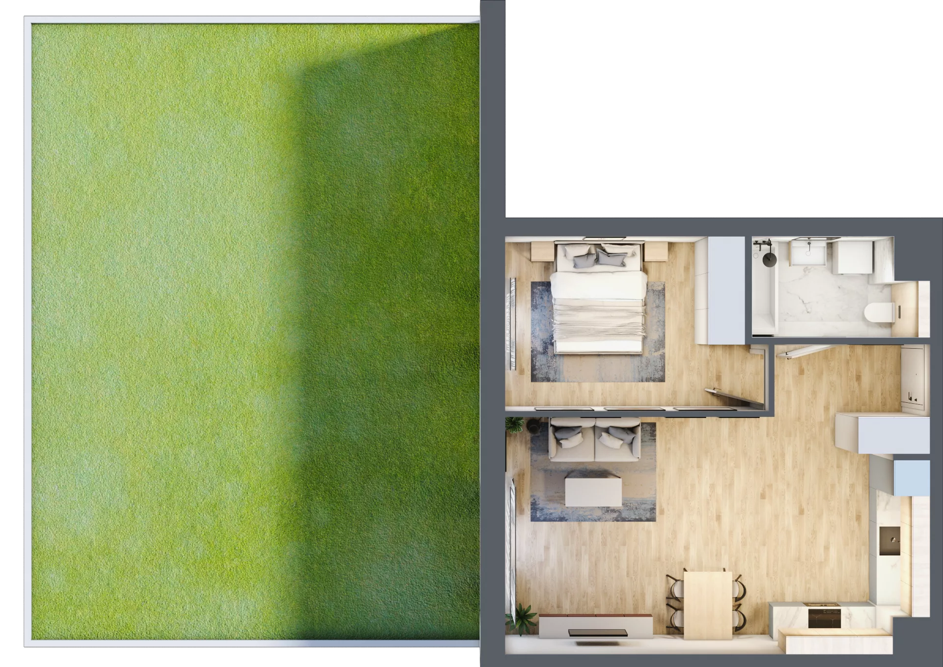 2 pokoje, mieszkanie 48,27 m², parter, oferta nr 3A.10, Skwer Harmonia 2, Kraków, Podgórze, Rybitwy, ul. Półłanki