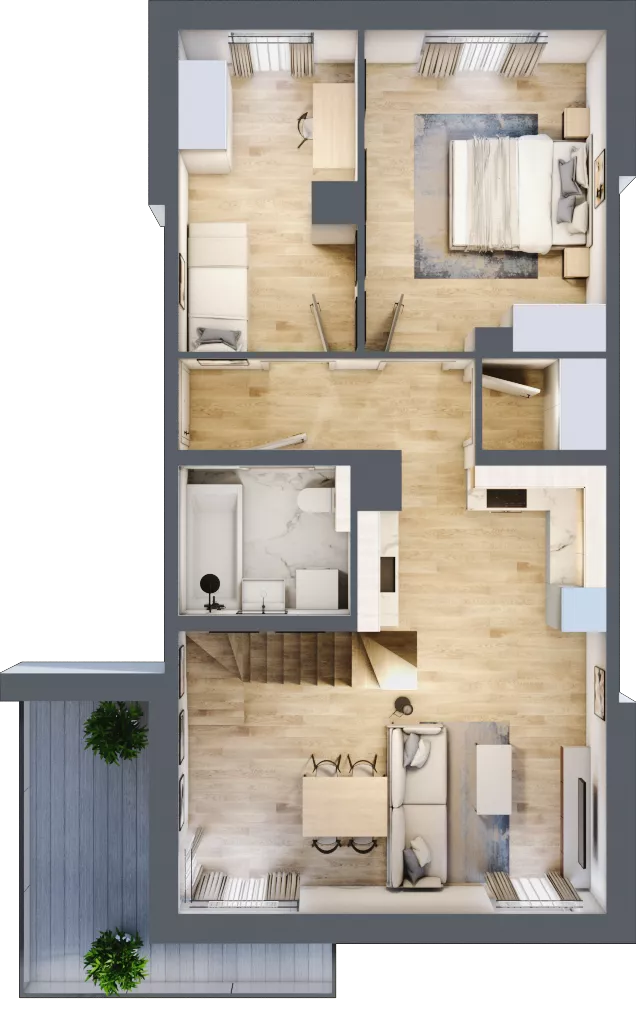 3 pokoje, mieszkanie 83,56 m², piętro 2, oferta nr 4.9.2, Skwer Harmonia 2, Kraków, Podgórze, Rybitwy, ul. Półłanki