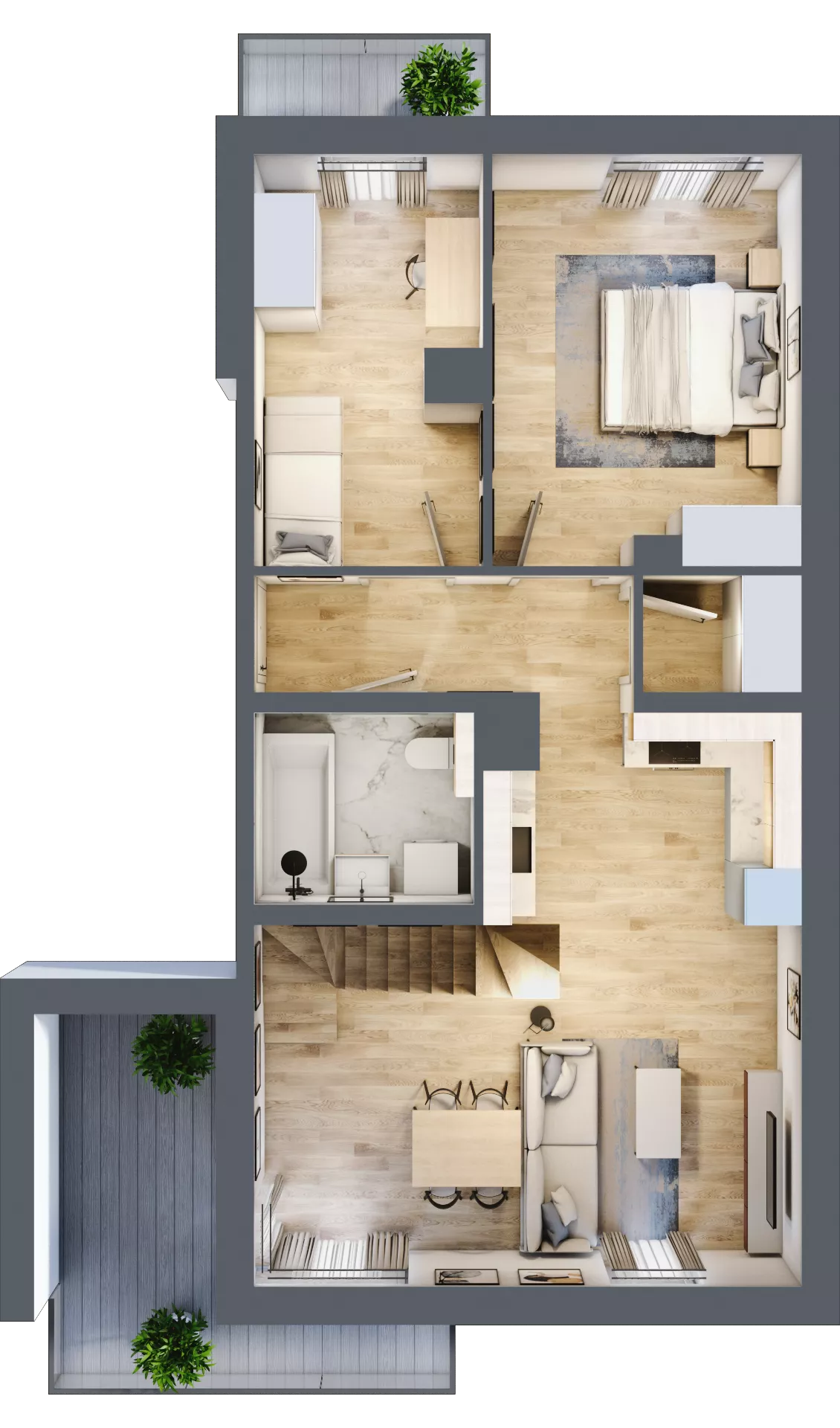 3 pokoje, mieszkanie 83,56 m², piętro 2, oferta nr 4.1.2, Skwer Harmonia 2, Kraków, Podgórze, Rybitwy, ul. Półłanki