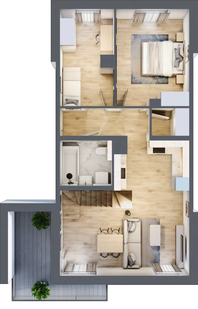 3 pokoje, mieszkanie 83,56 m², piętro 2, oferta nr 4.6.2, Skwer Harmonia 2, Kraków, Podgórze, Rybitwy, ul. Półłanki