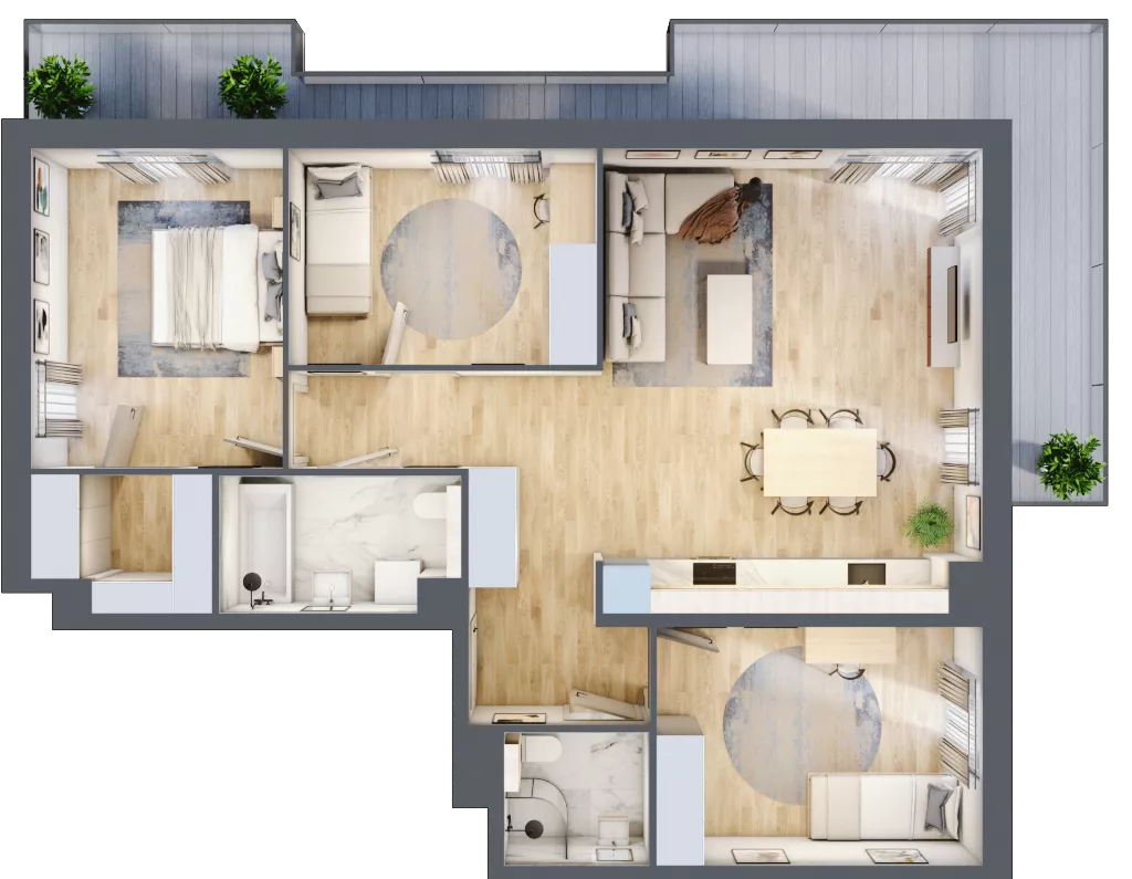 4 pokoje, mieszkanie 84,66 m², piętro 2, oferta nr A1.2.1, Zacisze Marcelin III, Poznań, Ławica, Marcelin, ul. Leśnych Skrzatów