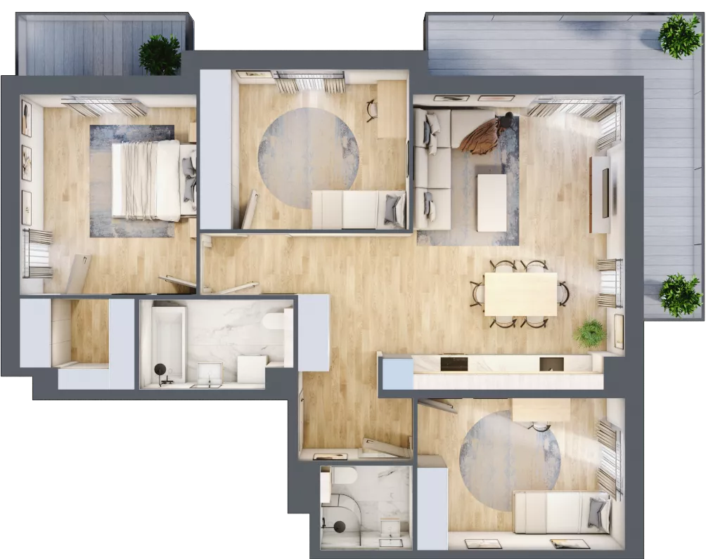 4 pokoje, mieszkanie 86,70 m², piętro 1, oferta nr A1.1.1, Zacisze Marcelin III, Poznań, Ławica, Marcelin, ul. Leśnych Skrzatów