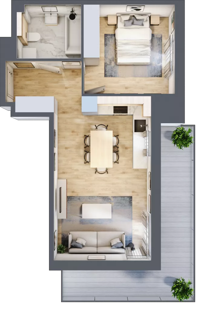 2 pokoje, mieszkanie 44,27 m², piętro 1, oferta nr A1.1.2, Zacisze Marcelin III, Poznań, Ławica, Marcelin, ul. Leśnych Skrzatów