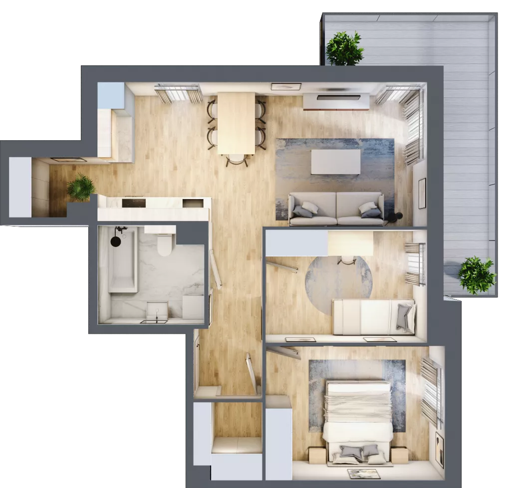 3 pokoje, mieszkanie 60,77 m², piętro 1, oferta nr A10.1.1, Zacisze Marcelin III, Poznań, Ławica, Marcelin, ul. Leśnych Skrzatów