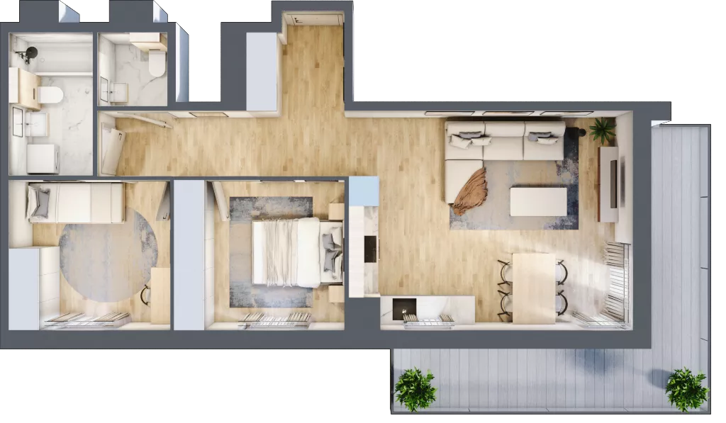 3 pokoje, mieszkanie 61,21 m², piętro 1, oferta nr A11.1.2, Zacisze Marcelin III, Poznań, Ławica, Marcelin, ul. Leśnych Skrzatów