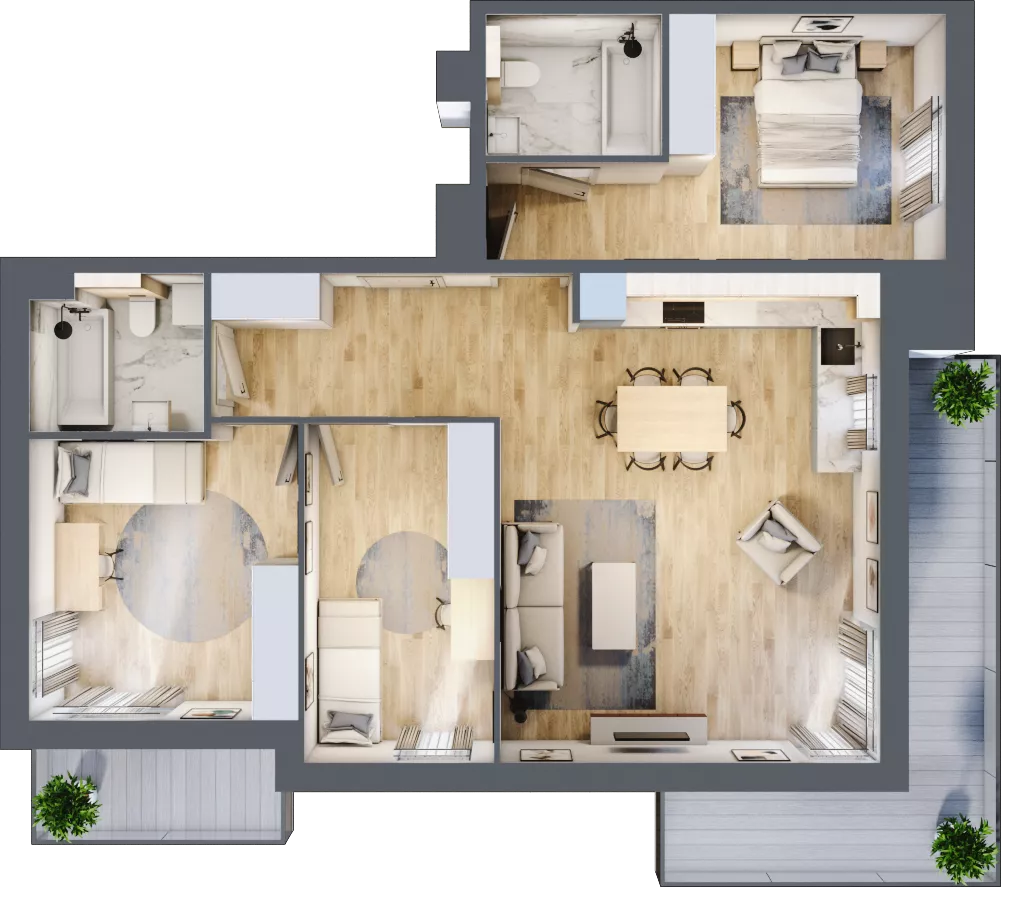 4 pokoje, mieszkanie 84,36 m², piętro 2, oferta nr A11.2.2, Zacisze Marcelin III, Poznań, Ławica, Marcelin, ul. Leśnych Skrzatów