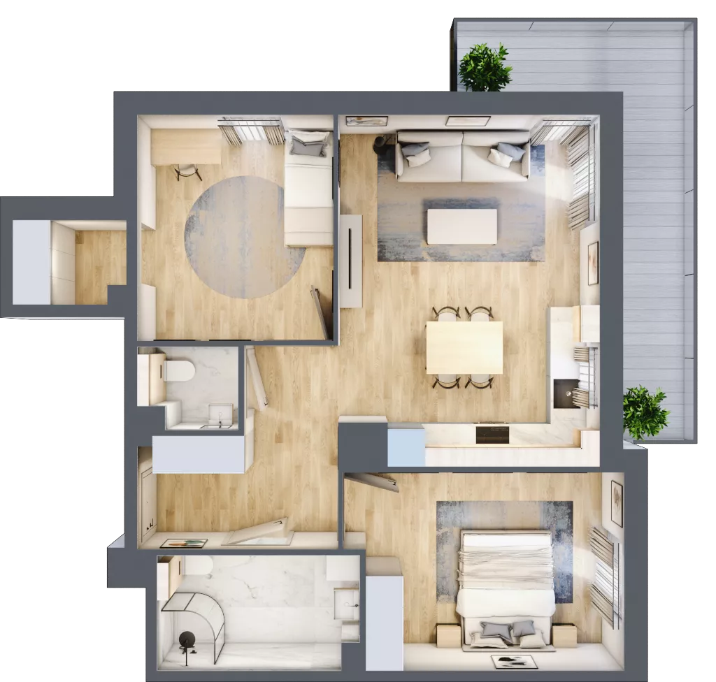 3 pokoje, mieszkanie 66,67 m², piętro 1, oferta nr A12.1.1, Zacisze Marcelin III, Poznań, Ławica, Marcelin, ul. Leśnych Skrzatów