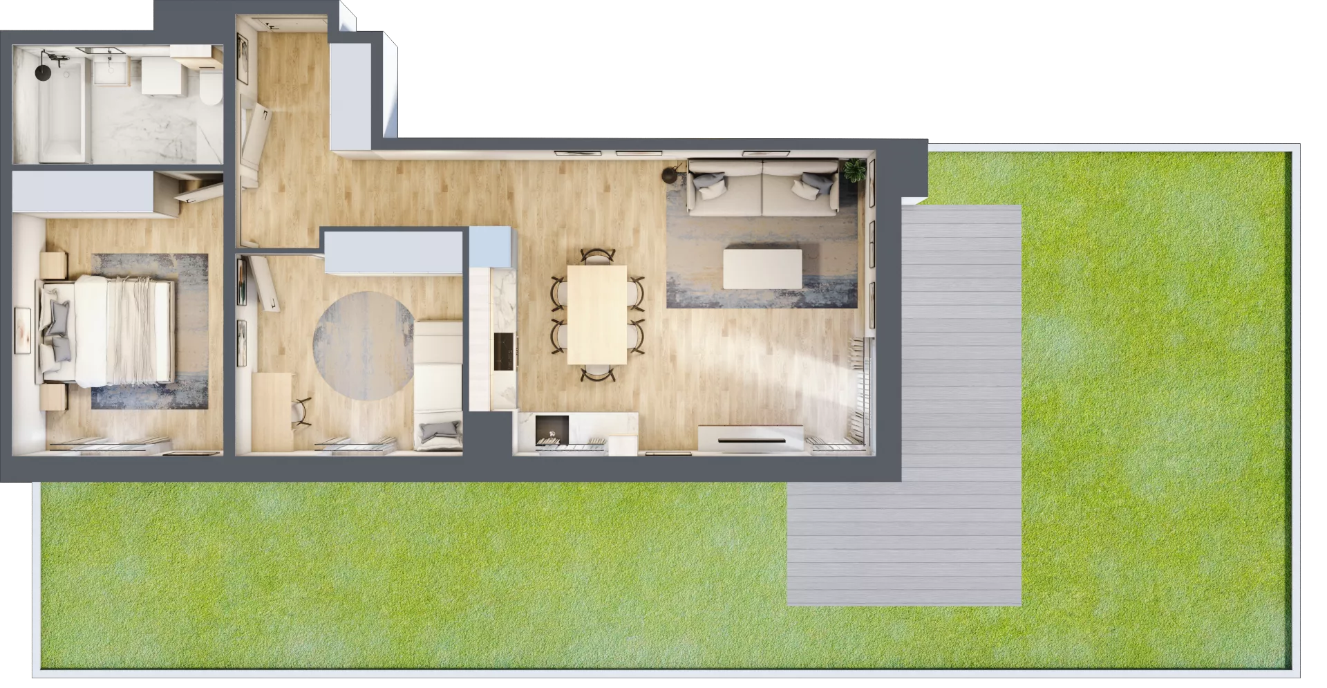 3 pokoje, mieszkanie 61,05 m², parter, oferta nr A12.0.2, Zacisze Marcelin III, Poznań, Ławica, Marcelin, ul. Leśnych Skrzatów