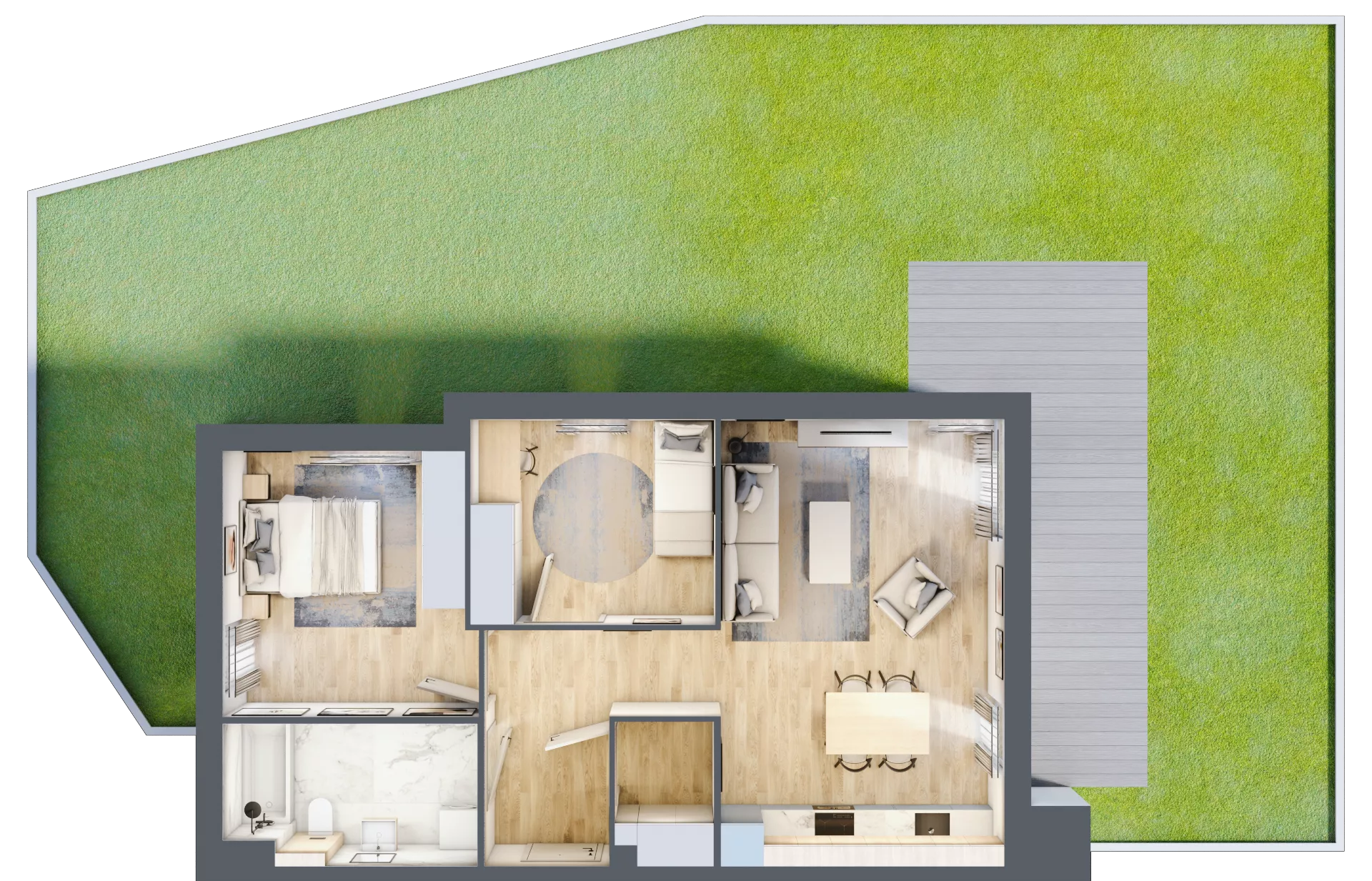 3 pokoje, mieszkanie 65,70 m², parter, oferta nr A2.0.1(N), Zacisze Marcelin III, Poznań, Ławica, Marcelin, ul. Leśnych Skrzatów