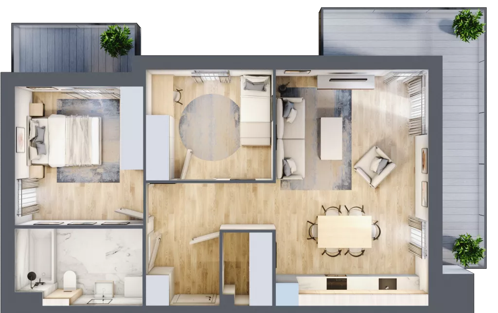 3 pokoje, mieszkanie 65,74 m², piętro 1, oferta nr A2.1.1, Zacisze Marcelin III, Poznań, Ławica, Marcelin, ul. Leśnych Skrzatów