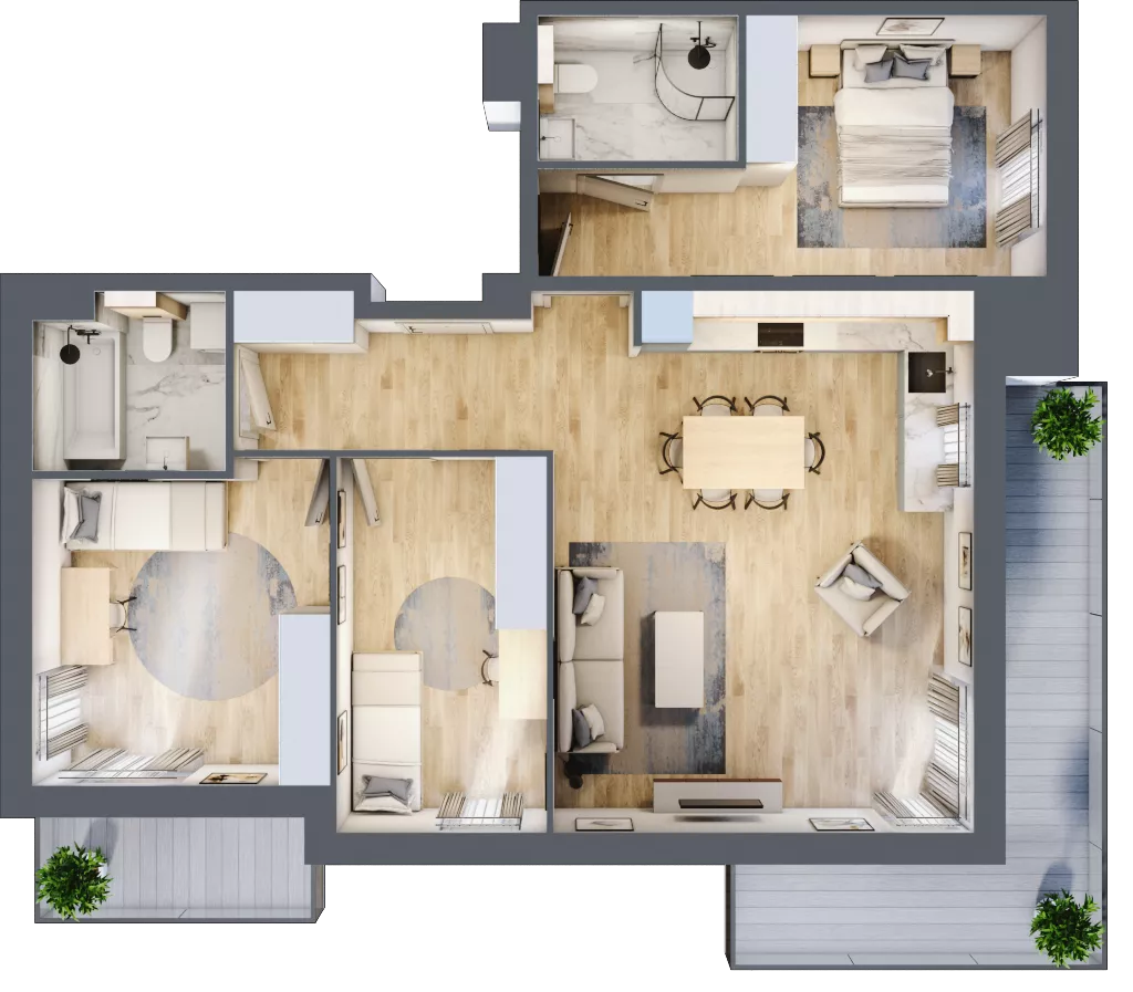 4 pokoje, mieszkanie 82,92 m², piętro 2, oferta nr A3.2.2, Zacisze Marcelin III, Poznań, Ławica, Marcelin, ul. Leśnych Skrzatów