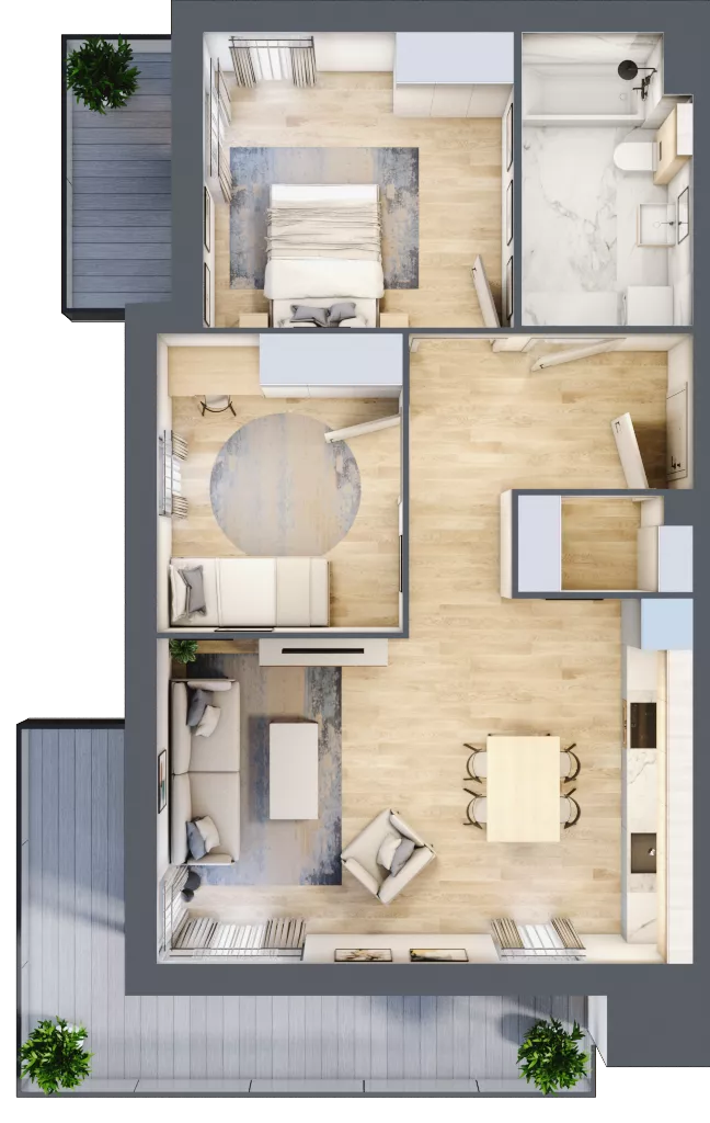 3 pokoje, mieszkanie 65,56 m², piętro 1, oferta nr A3.1.3, Zacisze Marcelin III, Poznań, Ławica, Marcelin, ul. Leśnych Skrzatów