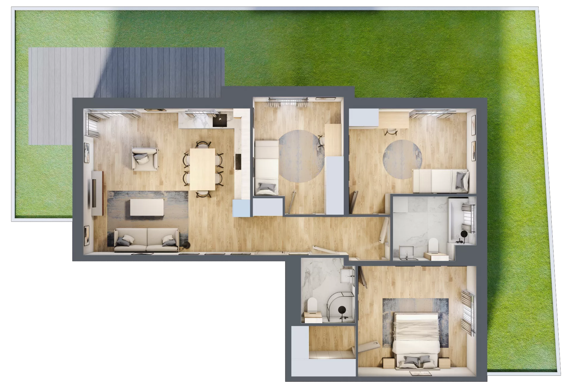 4 pokoje, mieszkanie 91,50 m², parter, oferta nr A3.0.1, Zacisze Marcelin III, Poznań, Ławica, Marcelin, ul. Leśnych Skrzatów