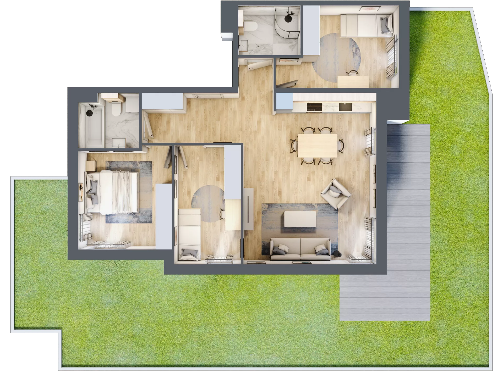 4 pokoje, mieszkanie 83,79 m², parter, oferta nr A3.0.2, Zacisze Marcelin III, Poznań, Ławica, Marcelin, ul. Leśnych Skrzatów