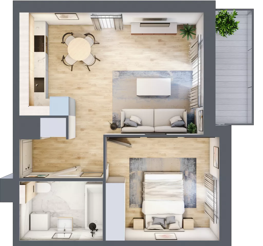 2 pokoje, mieszkanie 42,40 m², piętro 1, oferta nr A4.1.1, Zacisze Marcelin III, Poznań, Ławica, Marcelin, ul. Leśnych Skrzatów