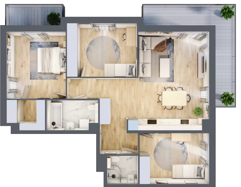4 pokoje, mieszkanie 86,70 m², piętro 1, oferta nr A5.1.1, Zacisze Marcelin III, Poznań, Ławica, Marcelin, ul. Leśnych Skrzatów