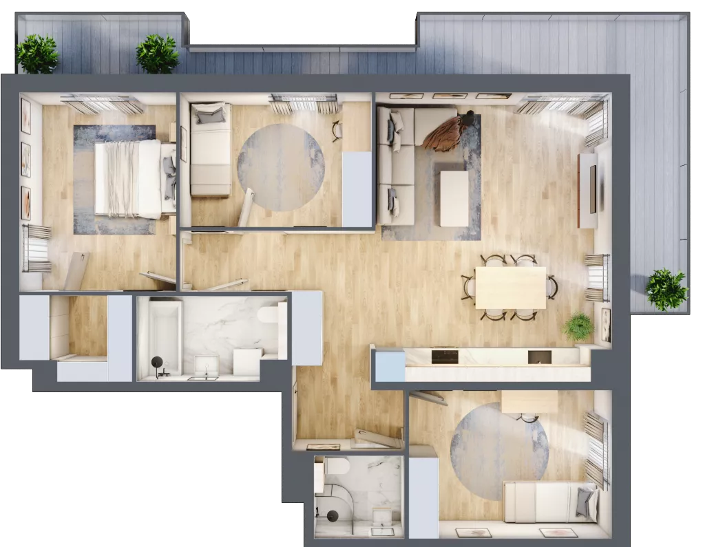 4 pokoje, mieszkanie 84,66 m², piętro 2, oferta nr A5.2.1, Zacisze Marcelin III, Poznań, Ławica, Marcelin, ul. Leśnych Skrzatów