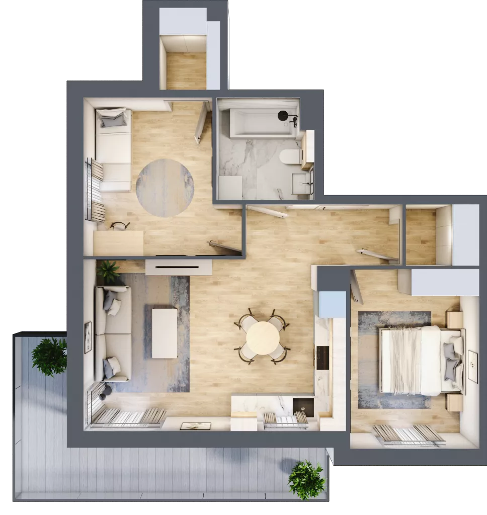 3 pokoje, mieszkanie 58,17 m², piętro 1, oferta nr A5.1.3, Zacisze Marcelin III, Poznań, Ławica, Marcelin, ul. Leśnych Skrzatów