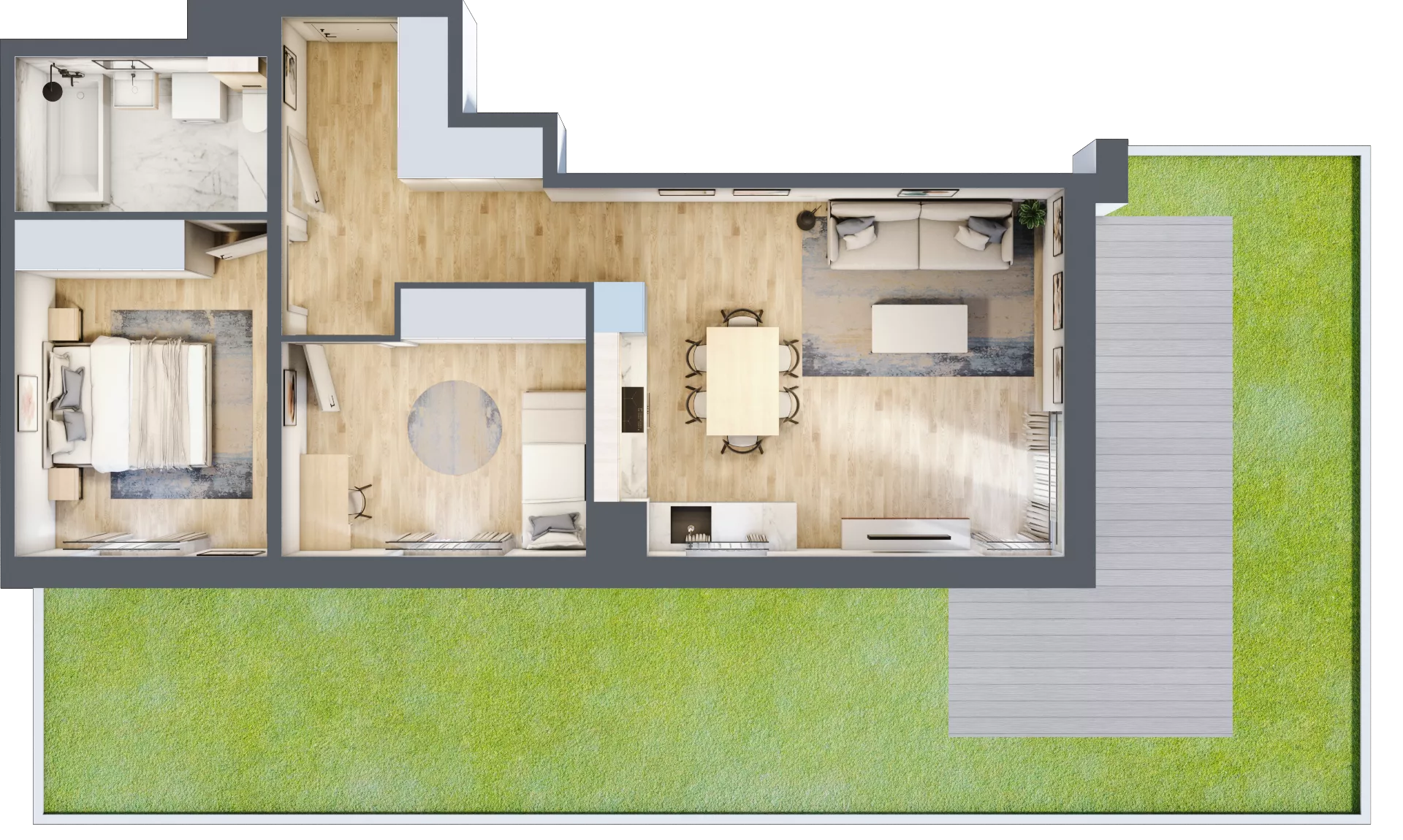 3 pokoje, mieszkanie 61,73 m², parter, oferta nr A6.0.2, Zacisze Marcelin III, Poznań, Ławica, Marcelin, ul. Leśnych Skrzatów