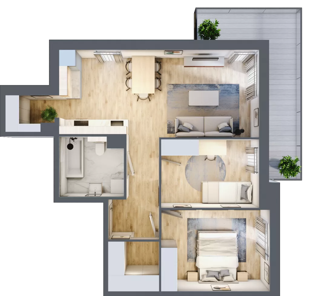 3 pokoje, mieszkanie 61,94 m², piętro 1, oferta nr A6.1.1, Zacisze Marcelin III, Poznań, Ławica, Marcelin, ul. Leśnych Skrzatów