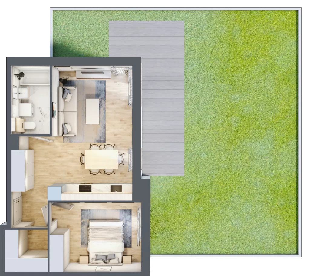 2 pokoje, mieszkanie 47,74 m², parter, oferta nr A6.0.1, Zacisze Marcelin III, Poznań, Ławica, Marcelin, ul. Leśnych Skrzatów