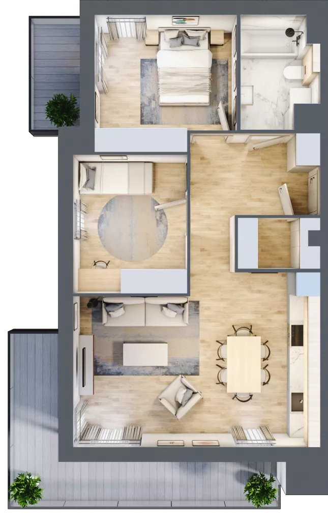 3 pokoje, mieszkanie 64,97 m², piętro 1, oferta nr A7.1.3, Zacisze Marcelin III, Poznań, Ławica, Marcelin, ul. Leśnych Skrzatów