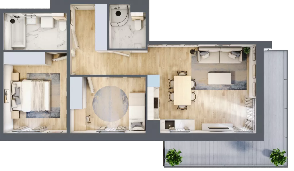 3 pokoje, mieszkanie 63,90 m², piętro 1, oferta nr A7.1.2, Zacisze Marcelin III, Poznań, Ławica, Marcelin, ul. Leśnych Skrzatów